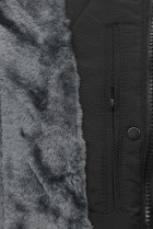 Černá zimní bunda s šedým plyšem