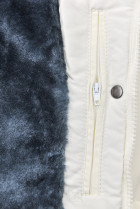 Krémově bílá zimní bunda s šedým plyšem