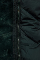 Tmavě zelená prošívaná zimní bunda s odepínatelnou kapucí