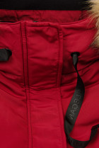 Červená prodloužená zimní bunda s béžovou kožešinou
