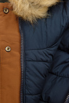 Oboustranná zimní bunda s kožešinou hnědá/modrá
