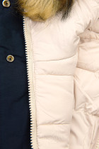 Oboustranná zimní bunda s kožešinou tmavě modrá/ecru
