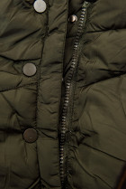 Khaki prošívaná zimní bunda s vysokým límcem
