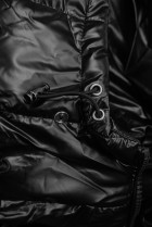 Černá lesklá zimní bunda s odnímatelnou kožešinou
