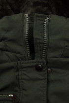 Teplá prošívaná bunda v khaki barvě
