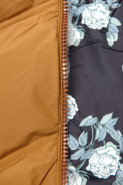 Karamelová zimní bunda s květinovou podšívkou