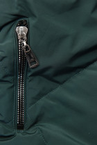 Zelená zimní bunda se stříbrným lemem