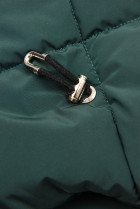 Zelená zimní bunda se stříbrným lemem
