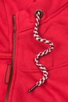 Červená prodloužená mikina na zip