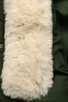 Khaki/krémová prošívaná zimní bunda se stahováním v pase