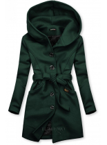 Zelený kabát s kapucí