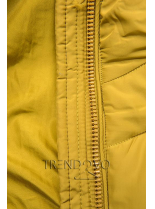 Hořčicově žlutá prodloužená bunda s páskem