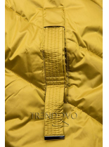 Mustard lesklá prošívaná bunda na zimu