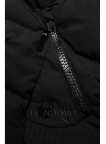 Černá prošívaná bunda s kapucí