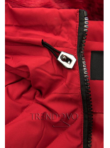 Červená zimní bunda s umělou kožešinou