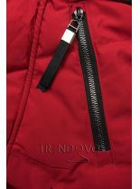 Červená zimní bunda s černými detaily