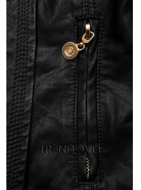 Černá koženková bunda s vysokým límcem