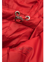 Červená prošívaná bunda na přechodné období
