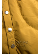 Žlutá zimní bunda se stříbrným lemem