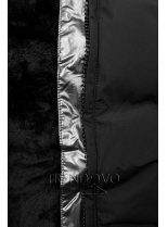 Černá zimní bunda se stříbrným lemem