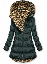 Oboustranná bunda zelená/leopardí vzor