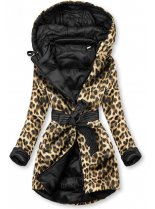 Oboustranná bunda černá/leopardí vzor