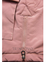 Růžová bunda zateplena plyšem
