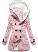 Růžový zimní kabát s kožíškem