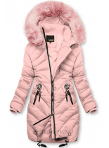 Růžová zimní bunda s umělou kožešinou