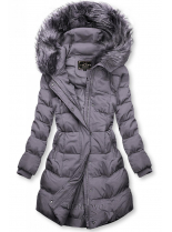 Lila zimní bunda s kapucí