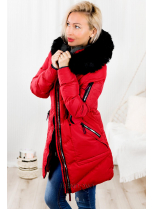 Červená zimní prodloužená bunda