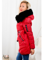 Červená zimní prodloužená bunda