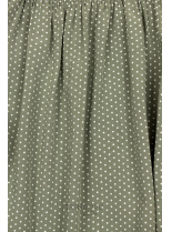 Khaki retro puntíkované šaty s mašlí