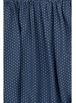 Jeans modré retro puntíkované šaty s mašlí