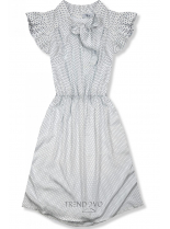 Bílé retro puntíkované šaty s mašlí