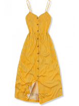 Žluté pruhované midi šaty