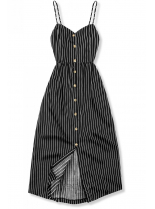Černé pruhované midi šaty