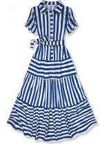 Modro-bílé pruhované maxi šaty