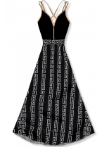 Černé dlouhé elegantní šaty se vzorem