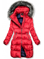 Červená zimní bunda s kožešinou