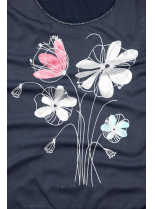 Tmavě modré tričko s potiskem květů