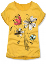 Žluté tričko s potiskem květů