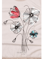Béžové tričko s potiskem květů