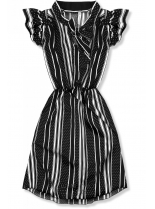 Černo-bílé pruhované šaty s mašlí