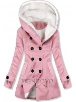 Růžový zimní kabát s plyšovou podšívkou
