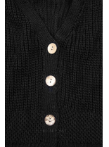 Černý pletený svetr na knoflíky