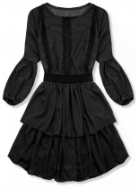 Černé elegantní puntíkované šaty