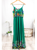 Zelené maxi šaty s volánem