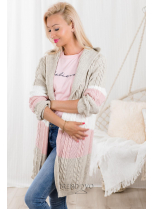 Béžový pletený svetr s kapucí