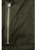 Khaki bunda s hnědou odnímatelnou podšívkou